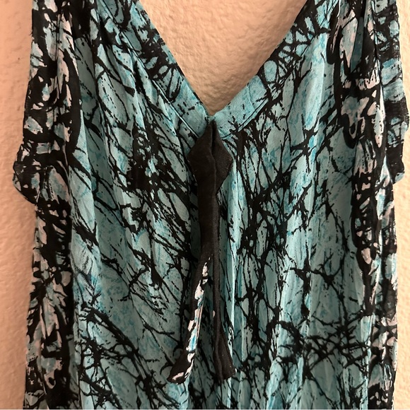 Soft Surroundings Blue Asymmetrical Maxi Tank Dress Bohemian Tie Dye Size Small - Picture 4 of 9